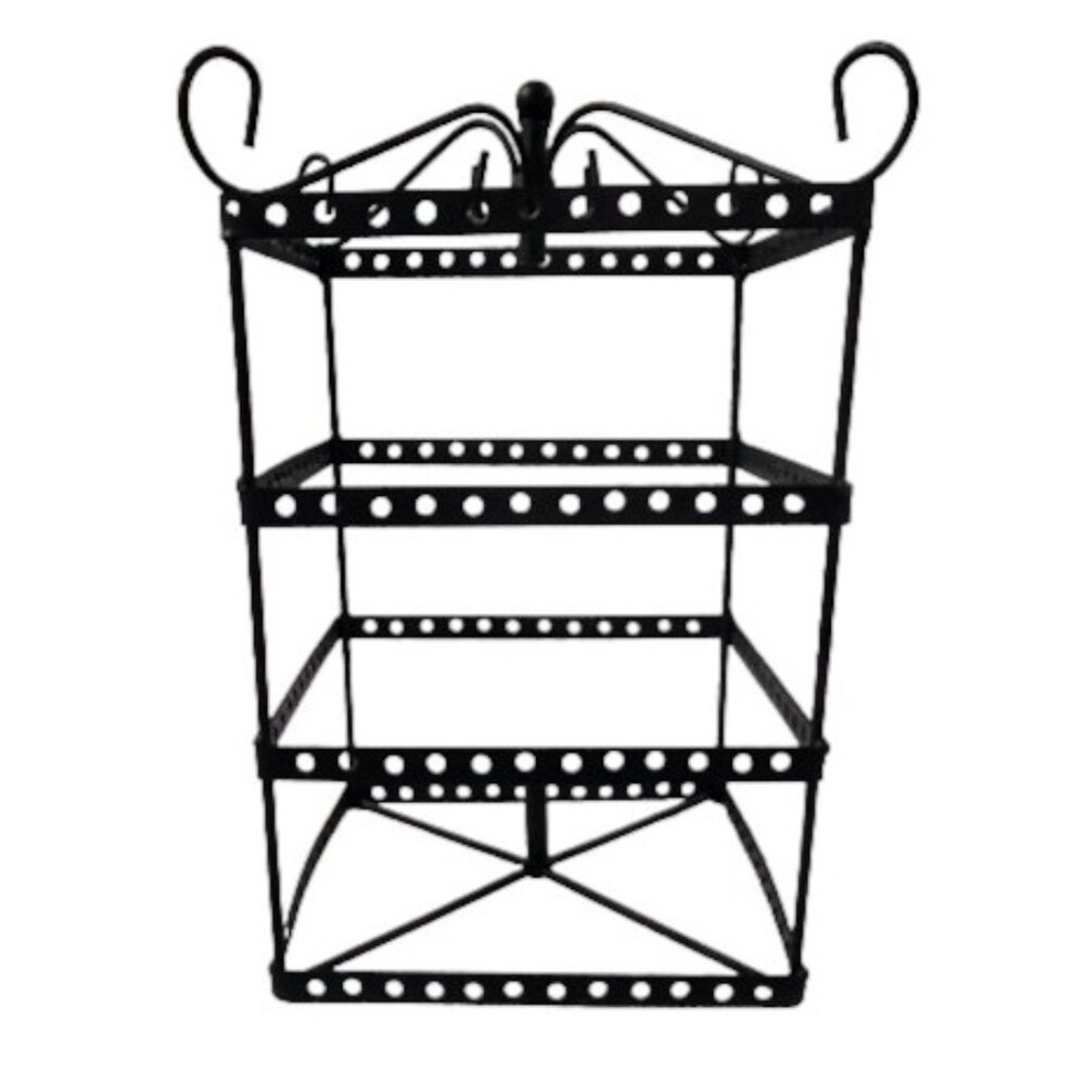 Square Black Metal Jewelry Display Organizer Rack 12x6x6 - Picture 2 of 5